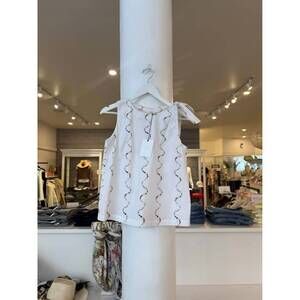 NEW XACUS women's detailed tank top in white multi